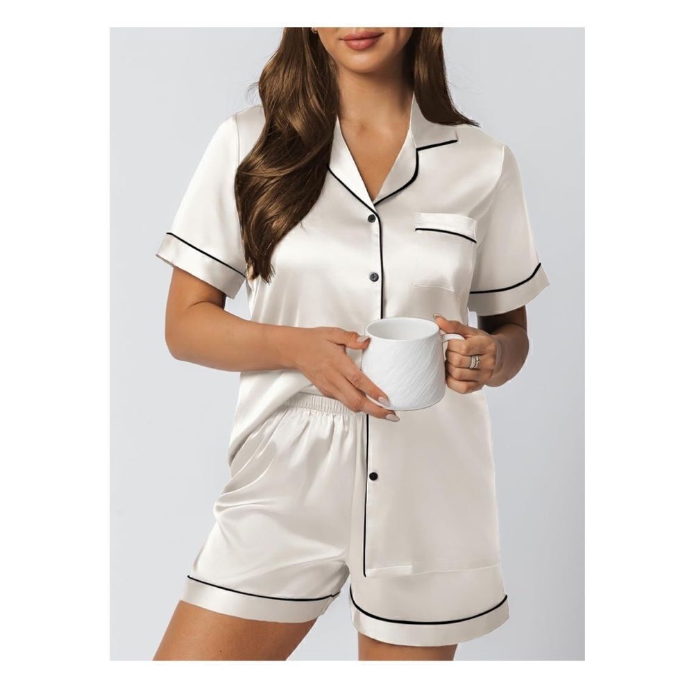 Matching silk satin pajama set
